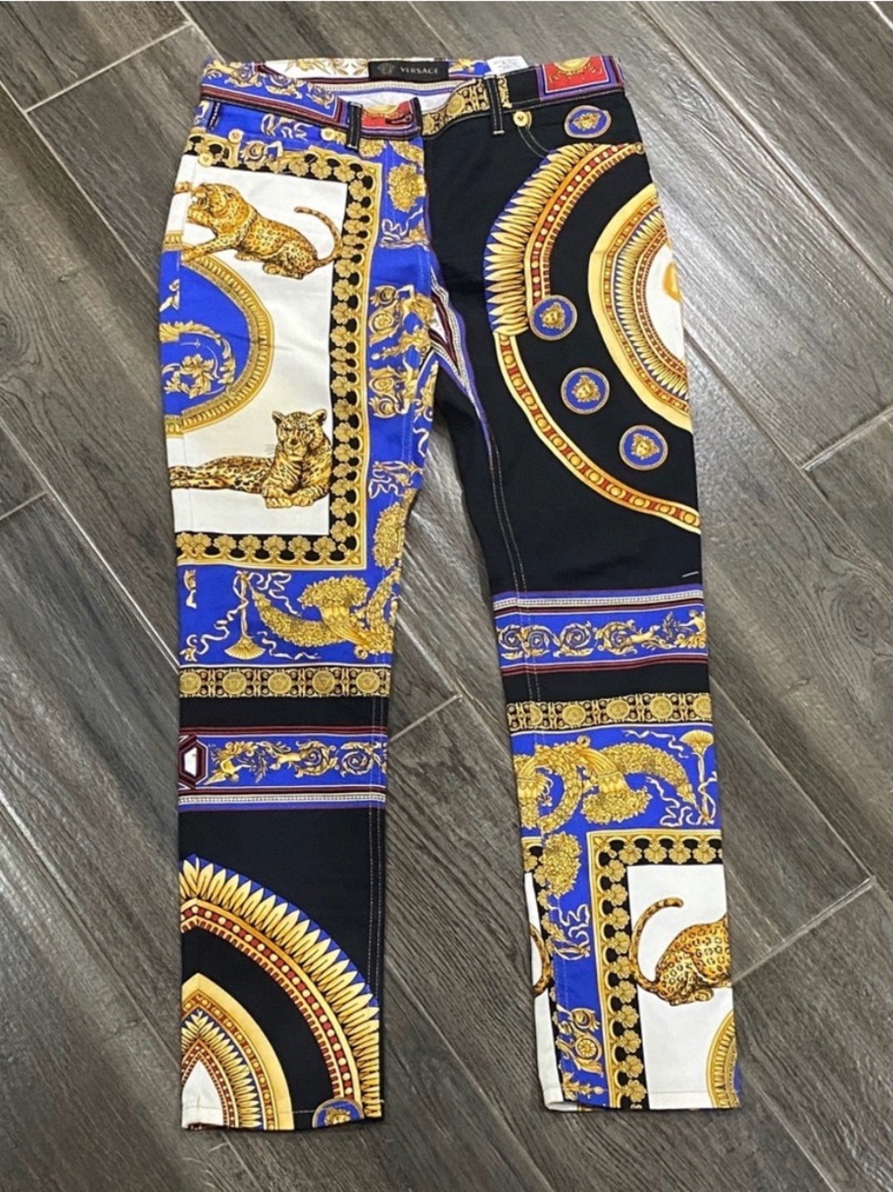 Authentic Versace Black Blue Gold Baroque Skinny Jeans 27